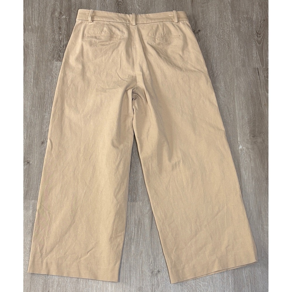 J.Crew Womens Khaki Tan Wide Leg Crop Pants Stretch Cotton CG388 Size 4 - Picture 2 of 5